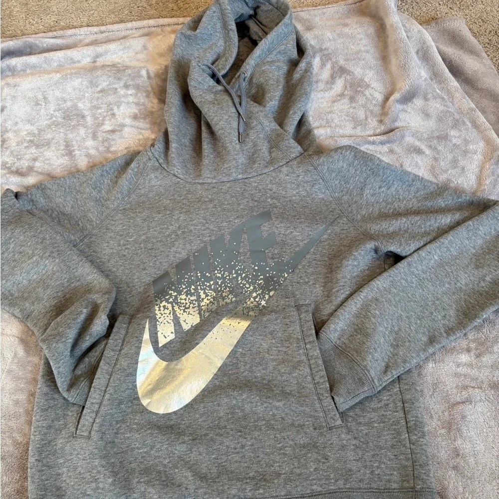 Nike Gray Hoodie with Silver Logo